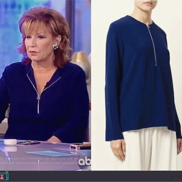 Stella McCartney NWT‎ Navy Blue Arlesa Quarter Zip Blouse Size 42 - Picture 1 of 10